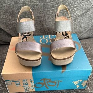 OTBT Silver and Brown Platform Sandals